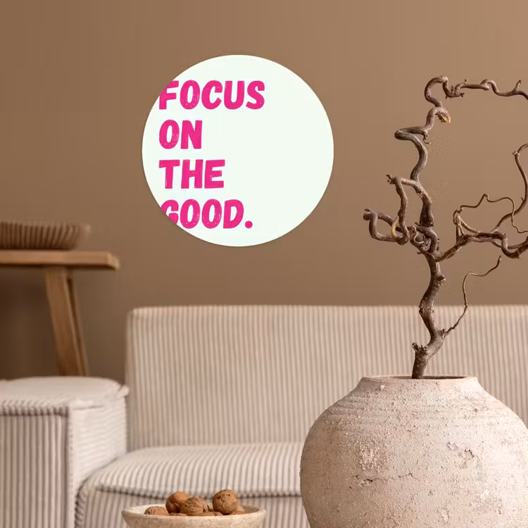 Behangcirkel - Focus on the good - Beige - Roze — 2