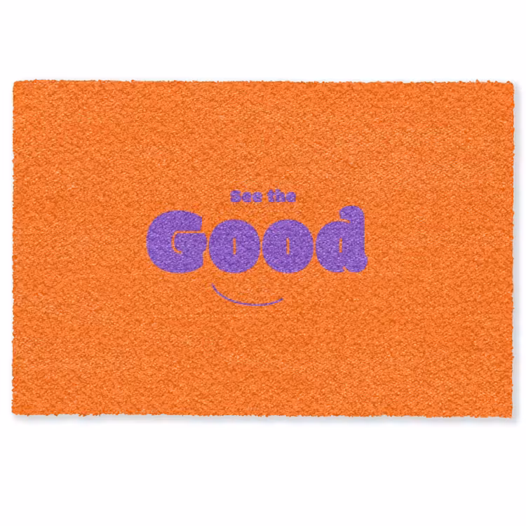 Deurmat - See the good - Paars - Oranje - Smiley — 1