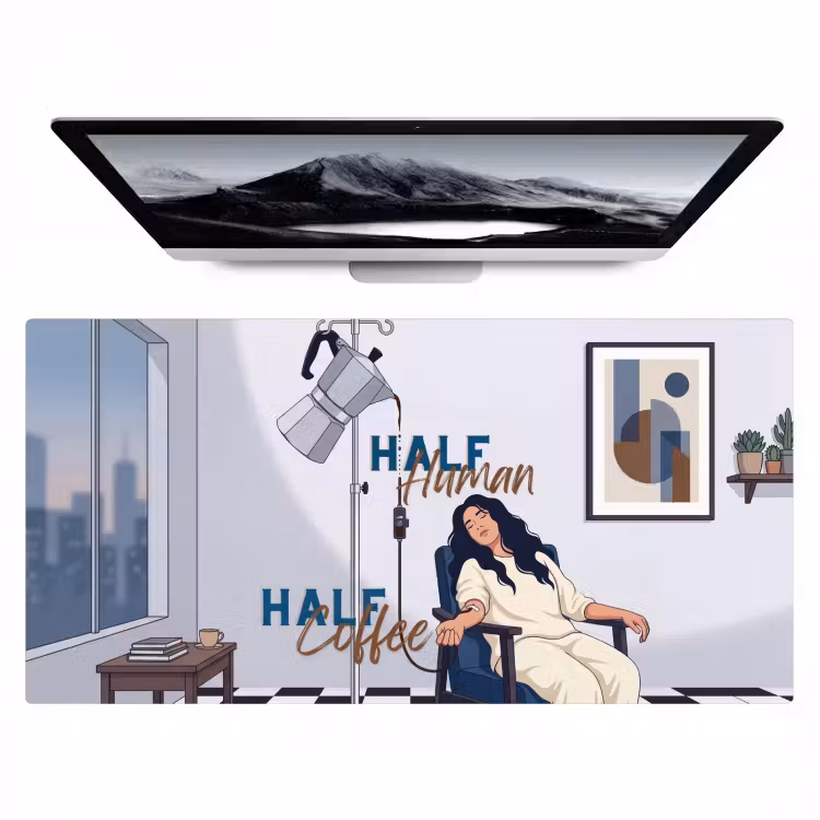 Bureau onderlegger - Vrouw met Koffie Infuus