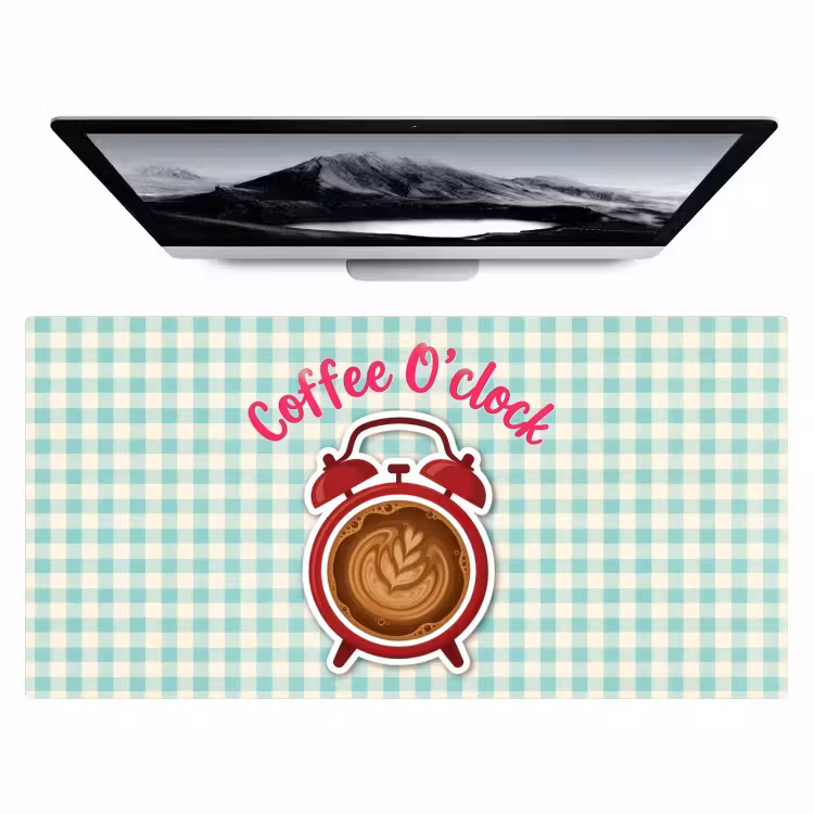 Bureau onderlegger - Rode Wekker met Koffie