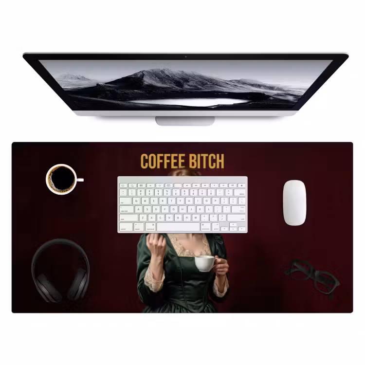 Bureau onderlegger - Vrouw met Zonnebril Koffiekopje — 4