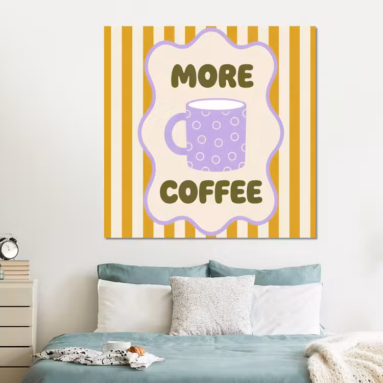 Forex - More coffee - Geel - Paars - Strepen - Mok — 2