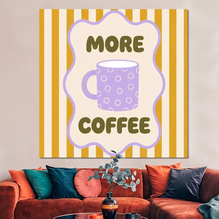 Forex - More coffee - Geel - Paars - Strepen - Mok — 3