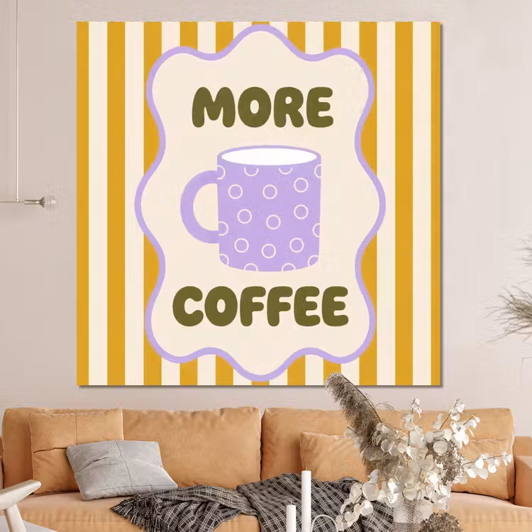 Forex - More coffee - Geel - Paars - Strepen - Mok — 4