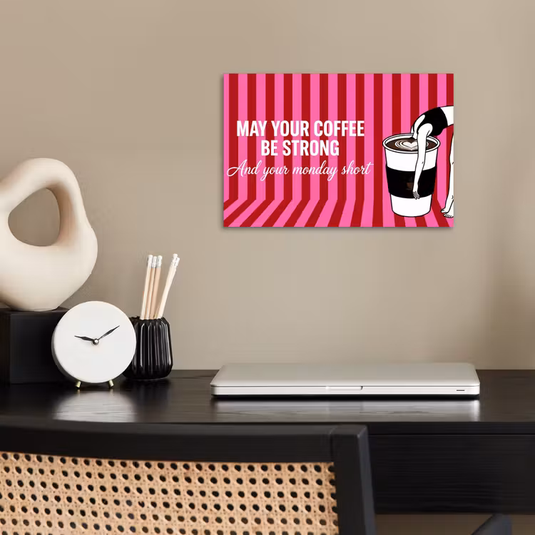 Poster - Roze - Strepen - Koffie - Maandag — 2