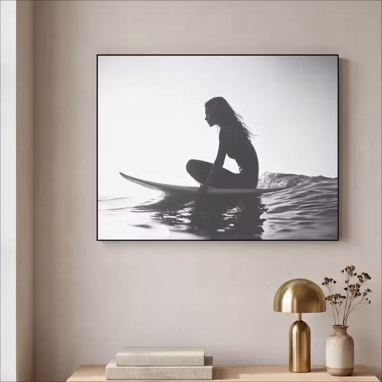 Art Frame - Silhouet - Vrouw - Surfplank - Water — 5