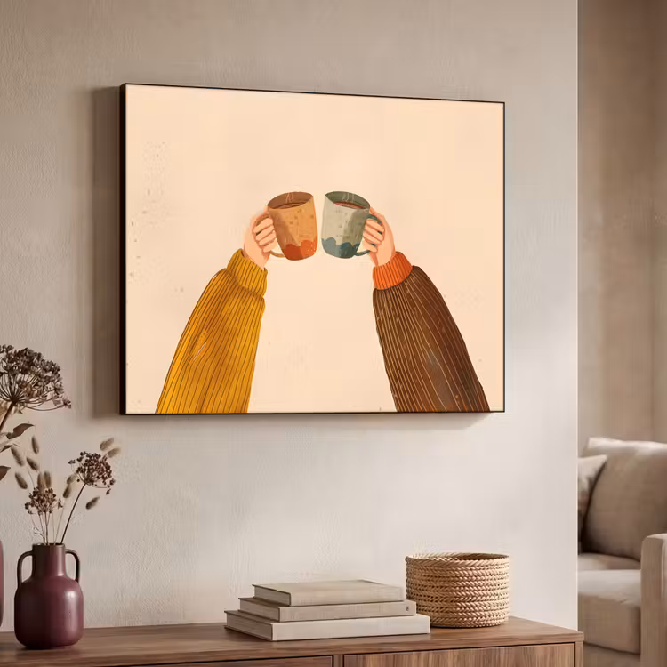 Art Frame - Illustratie - Mokken - Proosten - Bruin — 7