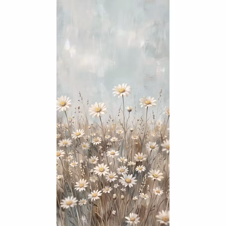 Behang - Madelief - Illustratie - Wit — 2