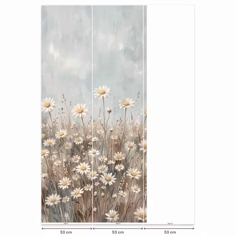 Behang - Madelief - Illustratie - Wit — 6