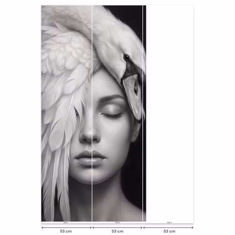Behang - Portret - Zwaan - Zwart - Wit — 6