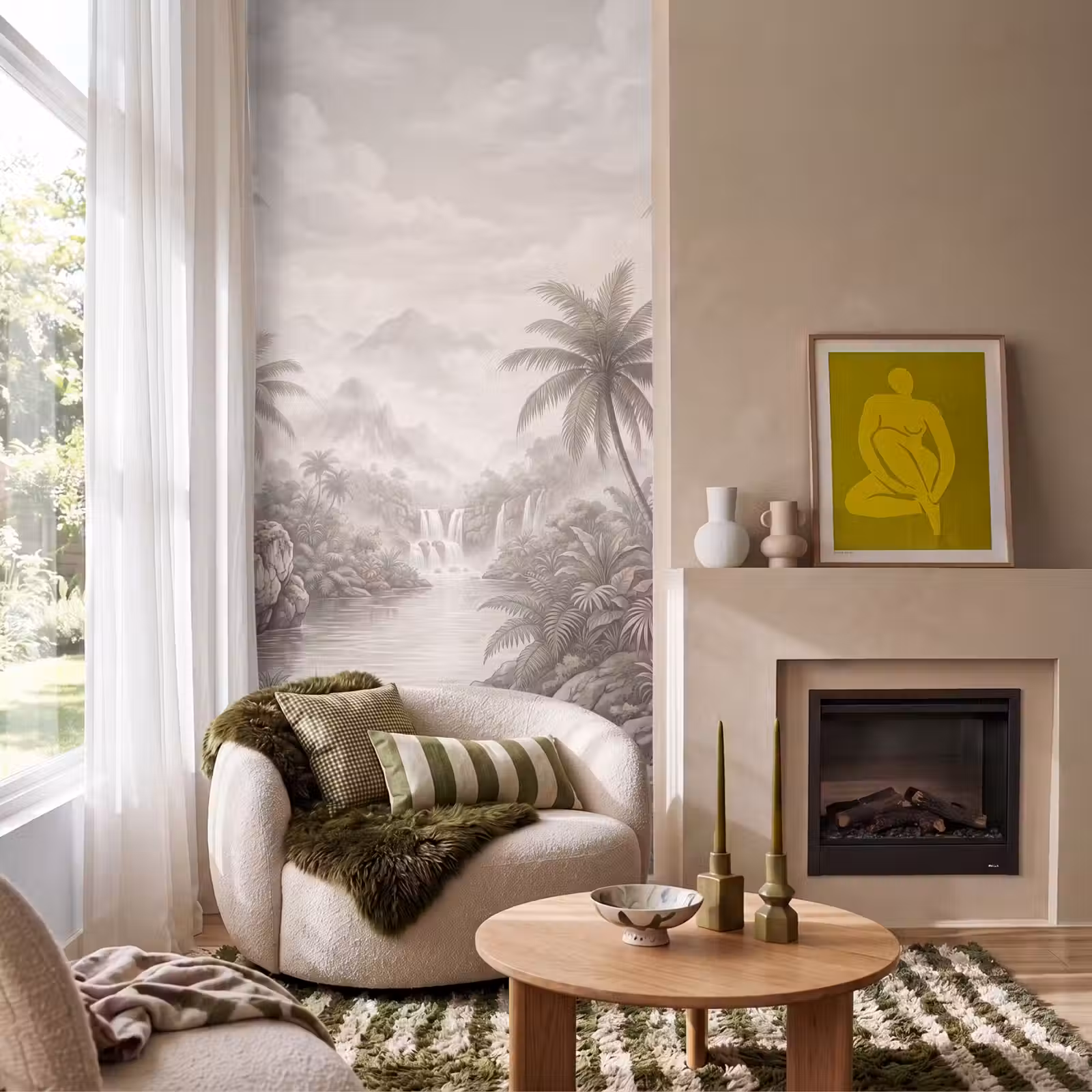 Behang - Jungle - Watervallen - Tropisch - Illustratie — 1