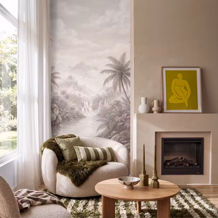 Behang - Jungle - Watervallen - Tropisch - Illustratie — 1