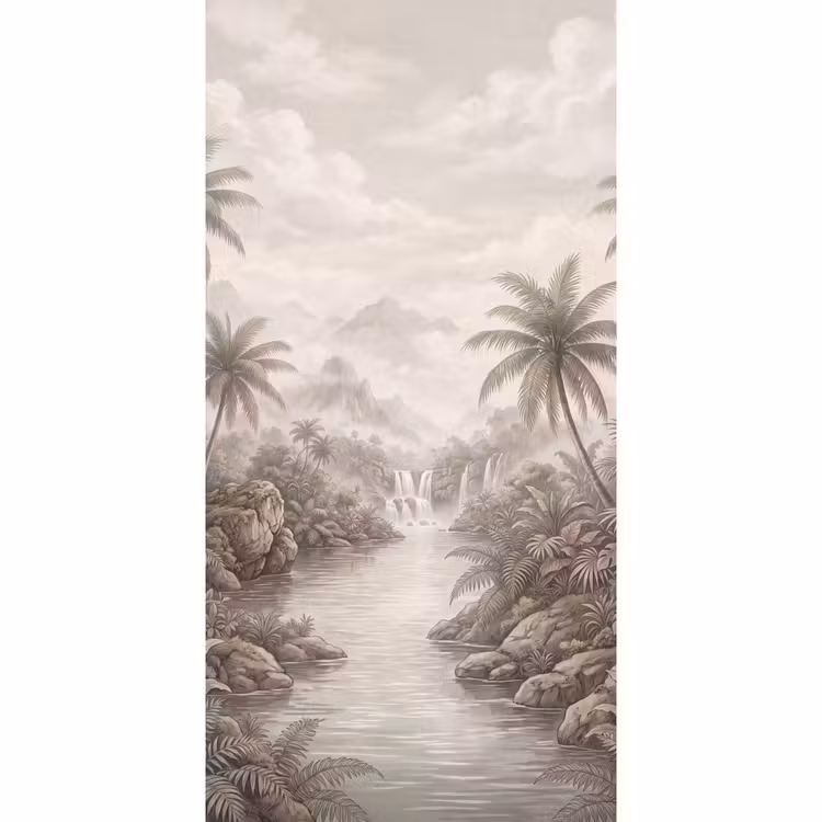 Behang - Jungle - Watervallen - Tropisch - Illustratie — 2