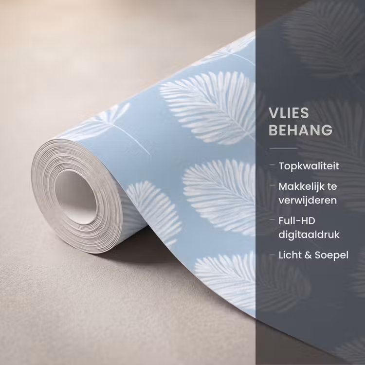 Behang - Palmbladeren - Naadloos - Patroon - Pastelblauw — 3