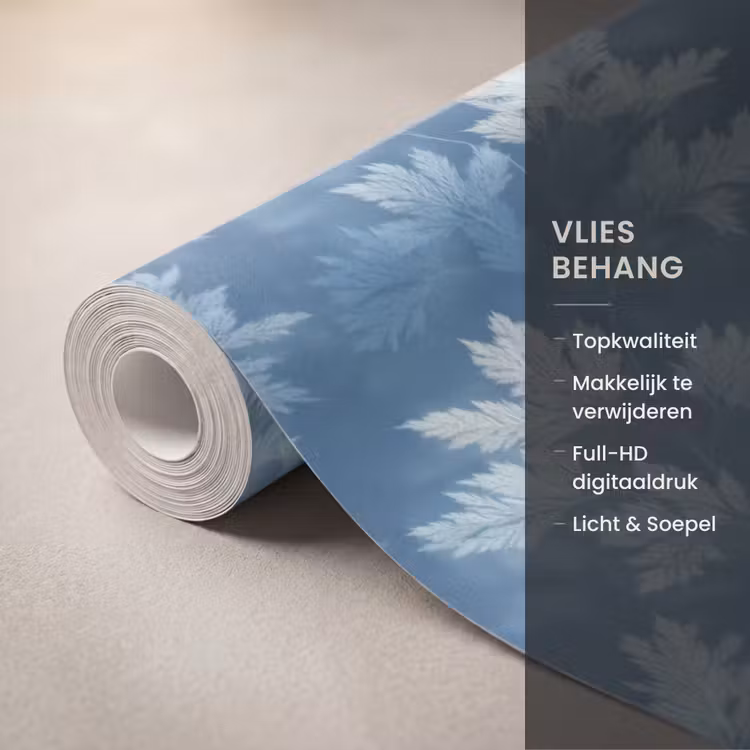 Behang - Varen - Botanisch - Patroon - Grijsblauw — 3