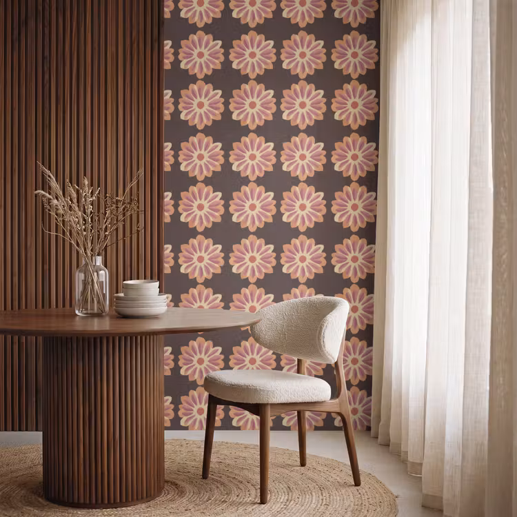 Behang - Bloemen - Patroon - Bruin — 4