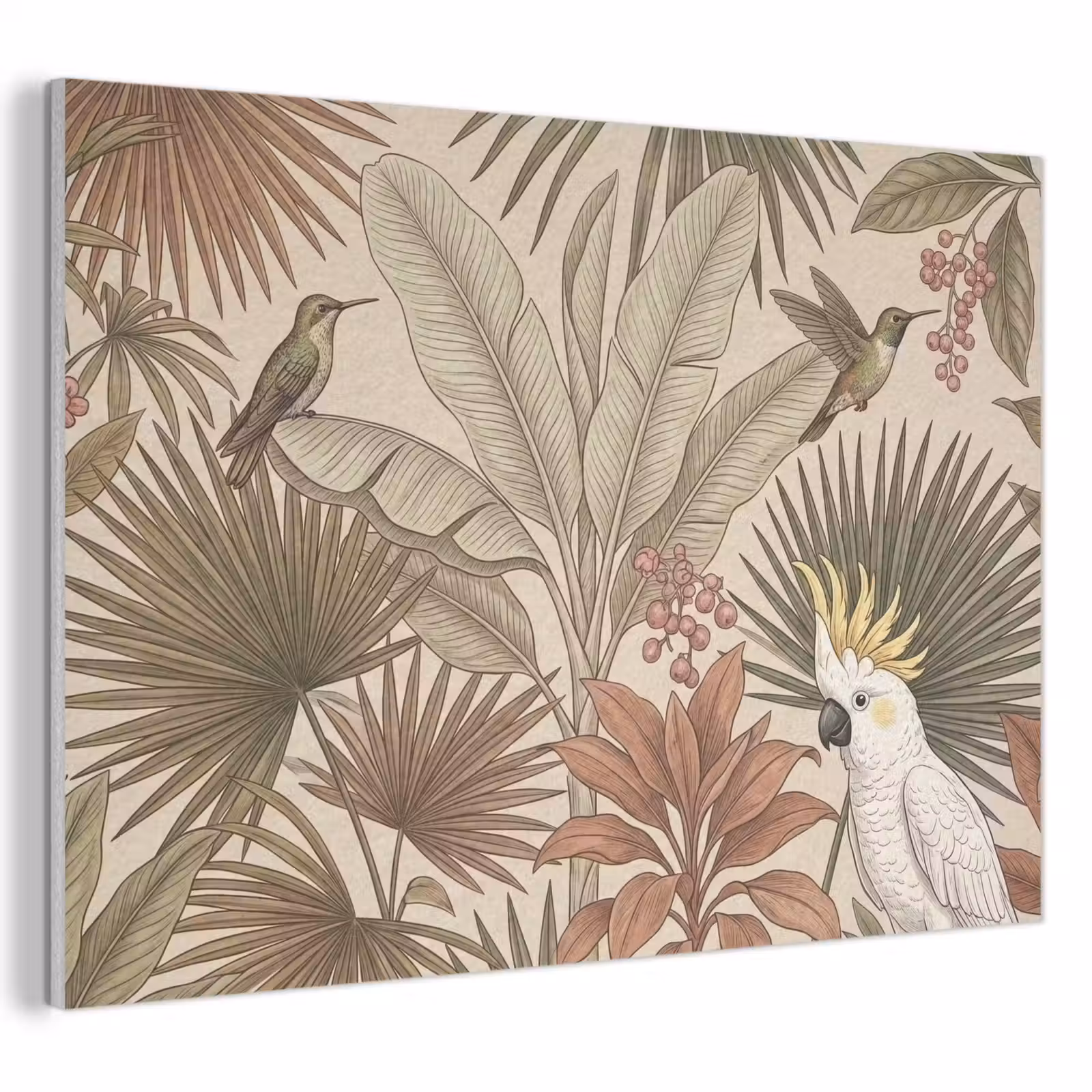 Akoestisch schilderij - Tropisch - Vogels - Beige — 1