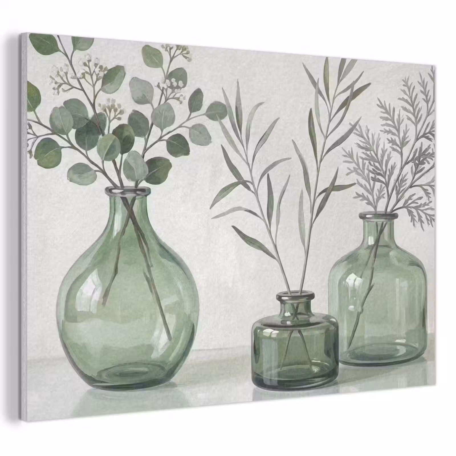 Akoestisch schilderij - Vazen - Bladeren - Groen — 1