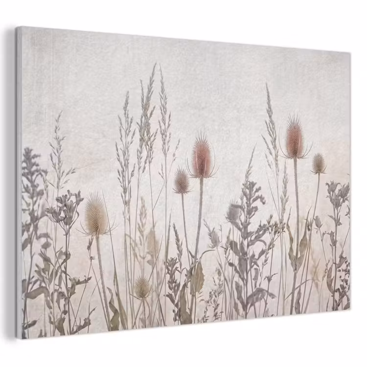 Akoestisch schilderij - Weidebloemen - Design - Sepia