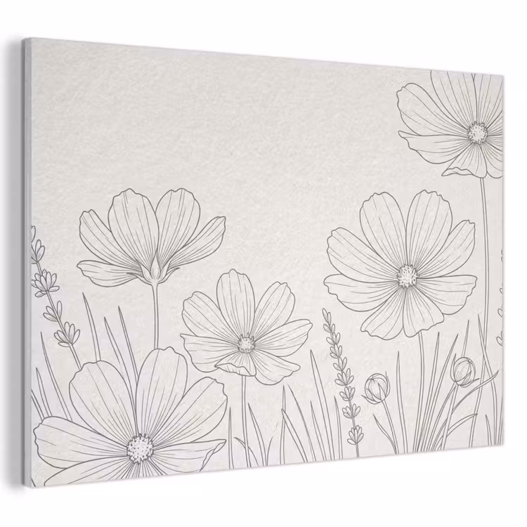 Akoestisch schilderij - Minimalistisch - Modern - Bloemen - Beige