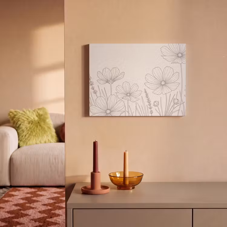 Akoestisch schilderij - Minimalistisch - Modern - Bloemen - Beige — 2