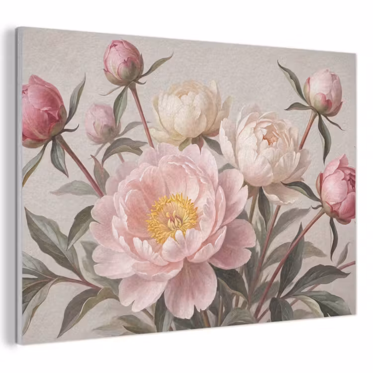 Akoestisch schilderij - Pioenrozen - Boeket - Roze