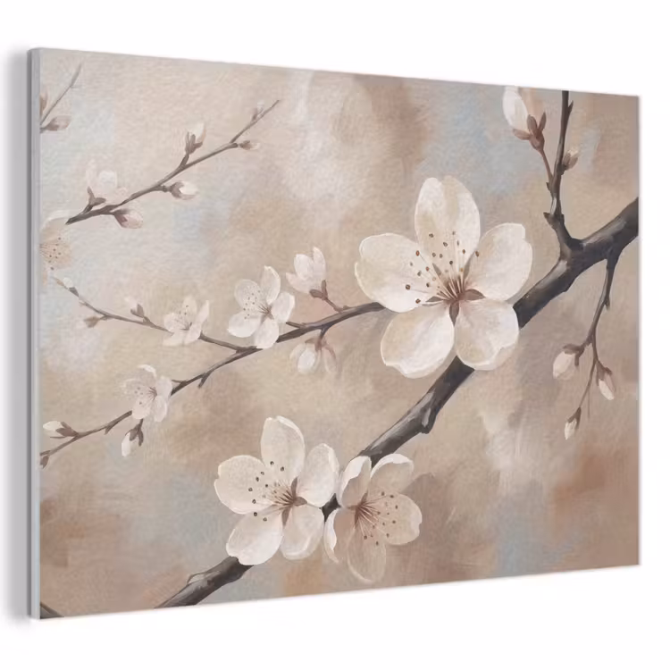Akoestisch schilderij - Bloesem - Takken - Schilderij - Beige - Serene