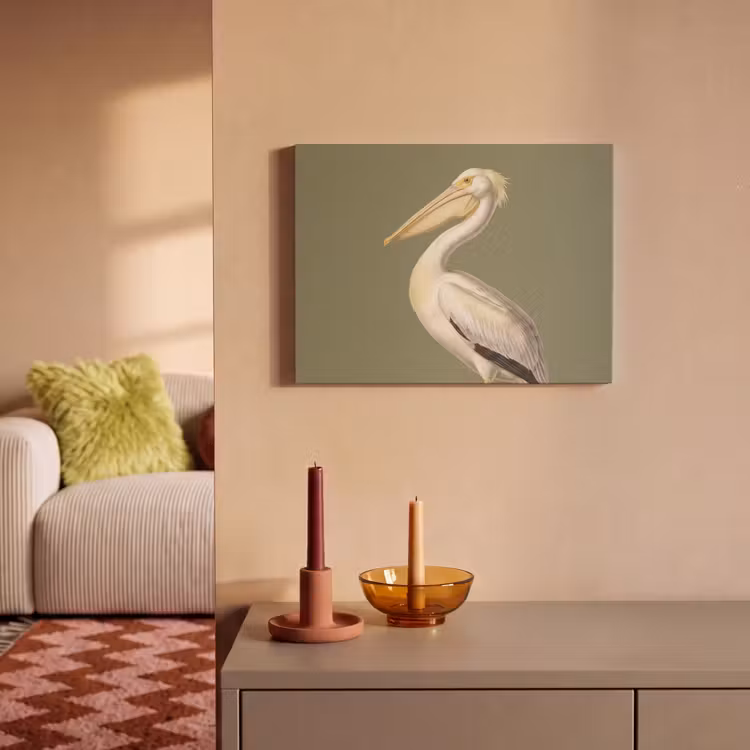 Akoestisch schilderij - Pelikaan - Wit - Vogel - Klassiek - Natuur — 2
