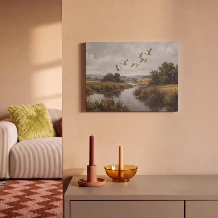 Akoestisch schilderij - Eenden - Rivier - Landschap - Vlucht - Nostalgisch — 2