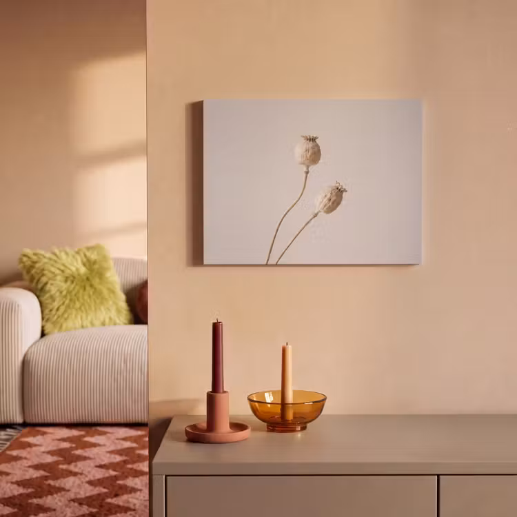 Akoestisch schilderij - Papaverbollen - Droogbloemen - Minimalistisch - Beige - Rustig — 2