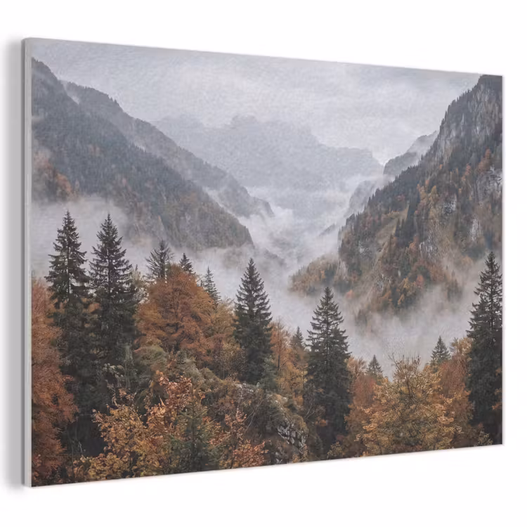 Akoestisch schilderij - Bergen - Vallei - Mist - Herfst - Natuur