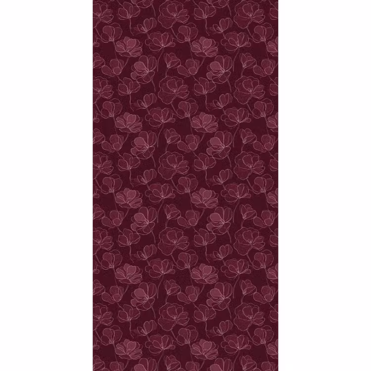 Behang - Bloemen - Patroon - Bordeauxrood — 2