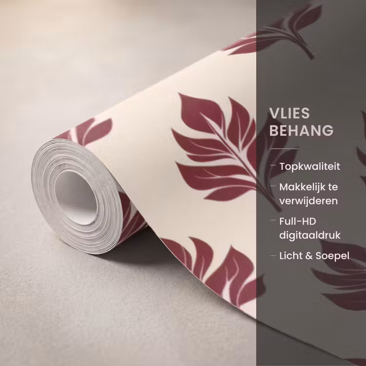Behang - Botanisch - Patroon - Bordeaux — 3