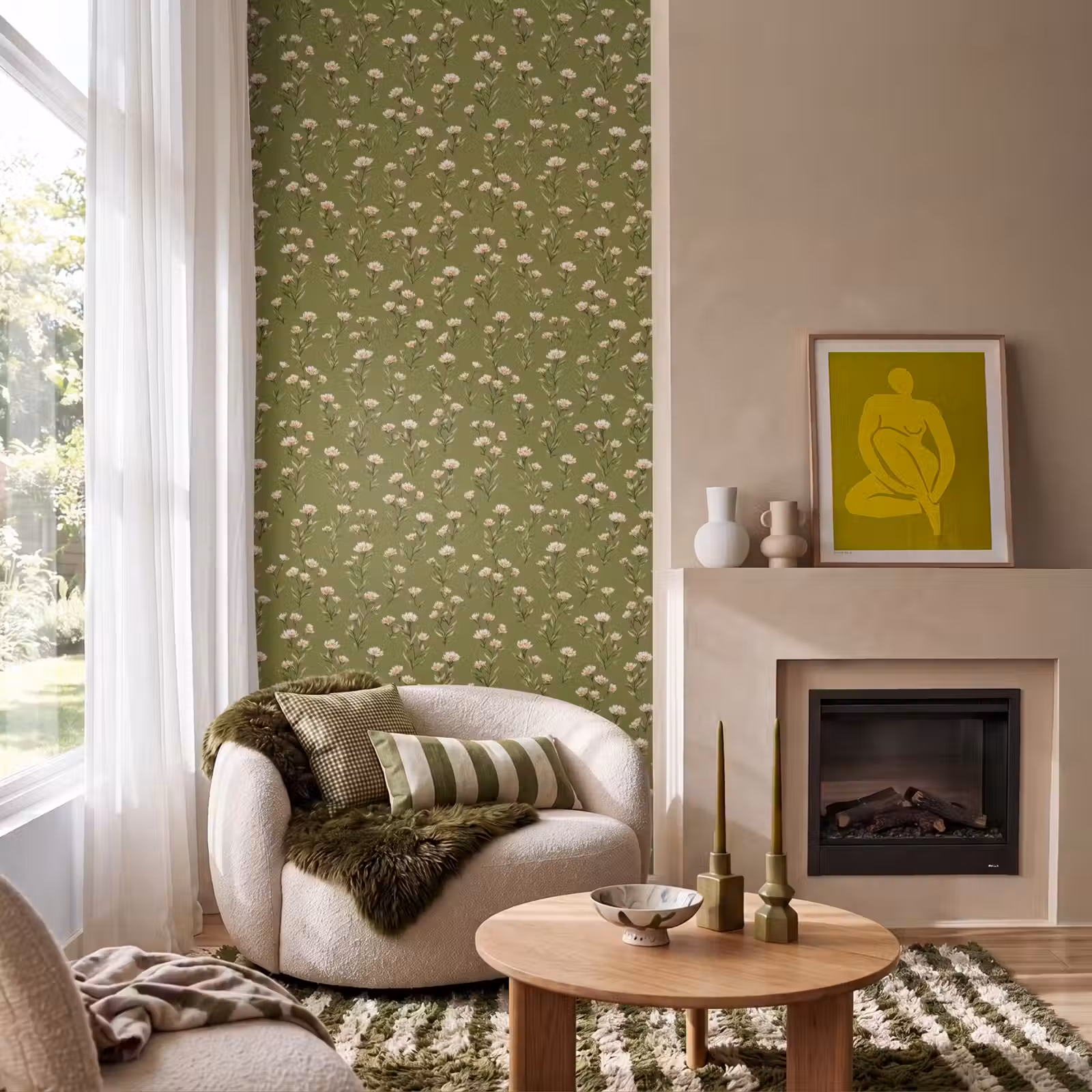 Behang - Landelijk - Bloemen - Groen — 1