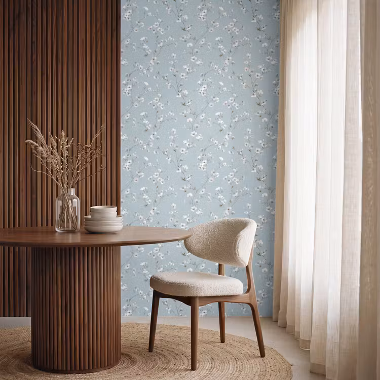 Behang - Klassiek - Bloemen - Blauw — 4