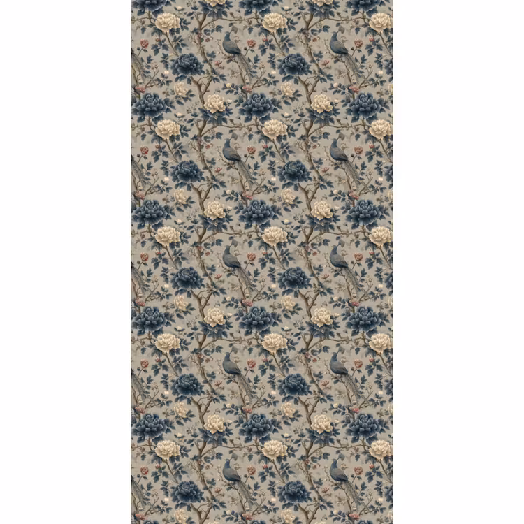 Behang - Pauw - Bloemen - Blauw β 2