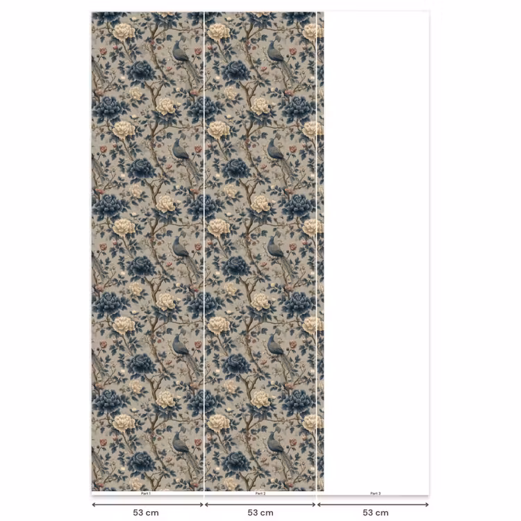 Behang - Pauw - Bloemen - Blauw β 6