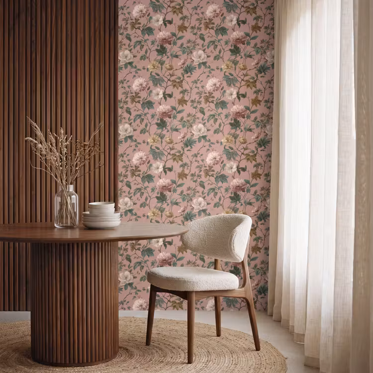 Behang - Bloemen - Klassiek - Roze — 4