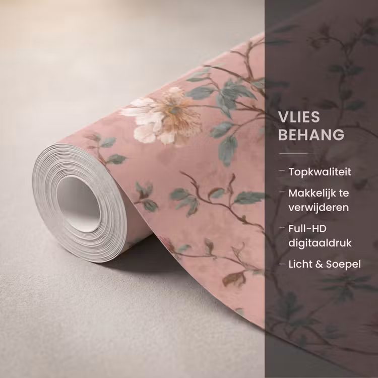 Behang - Botanisch - Bloemen - Roze — 3