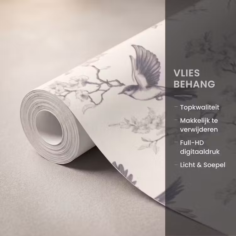 Behang - Takken - Vogels - Beige — 3