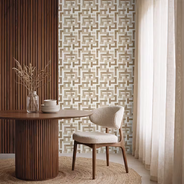 Behang - Geometrisch - Retro - Bruin — 4