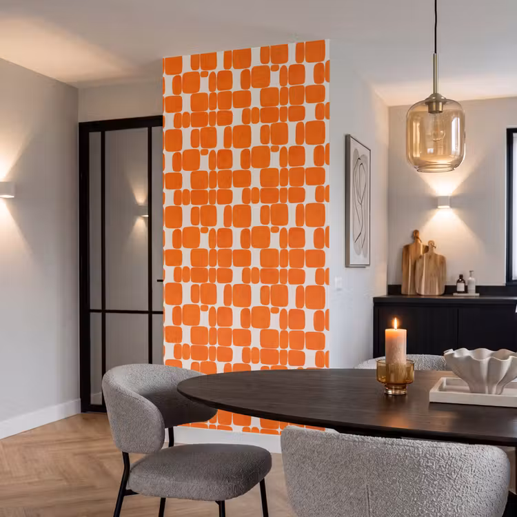 Behang - Patroon - Retro - Oranje — 5