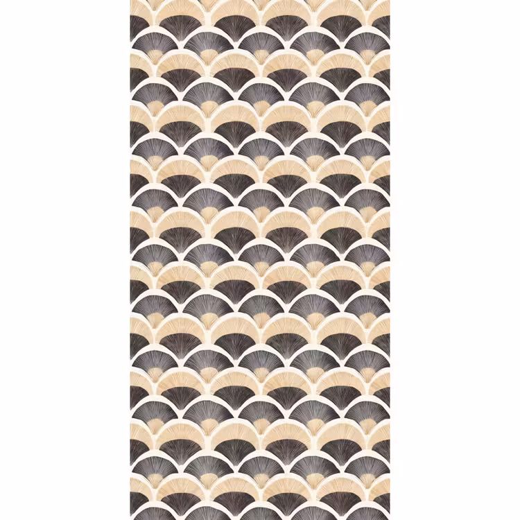 Behang - Waaier - Patroon - Zwart - Beige — 2