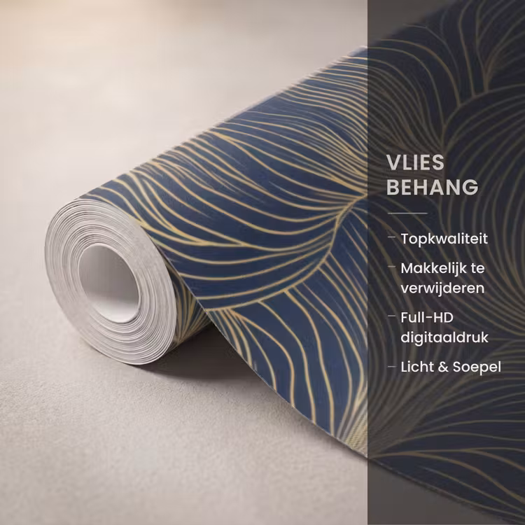 Behang - Abstract - Lijnen - Blauw - Goud — 3