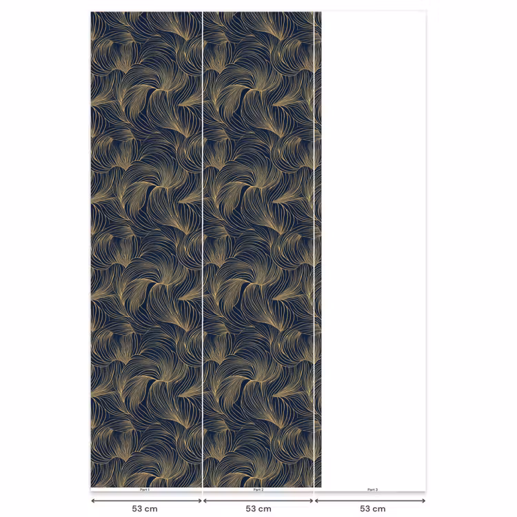 Behang - Abstract - Lijnen - Blauw - Goud — 6