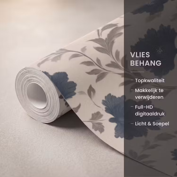 Behang - Motief - Bloemen - Zwart - Beige — 3