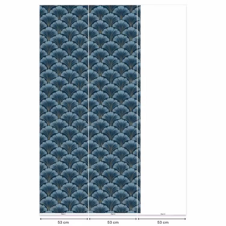 Behang - Patroon - Ginkgoblad - Blauw — 6