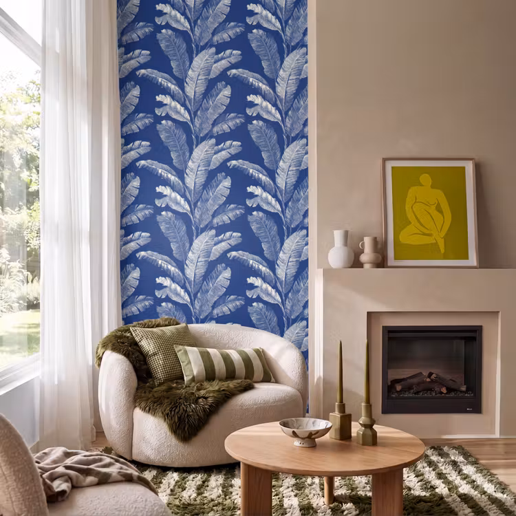 Behang - Blad - Palm - Blauw — 1