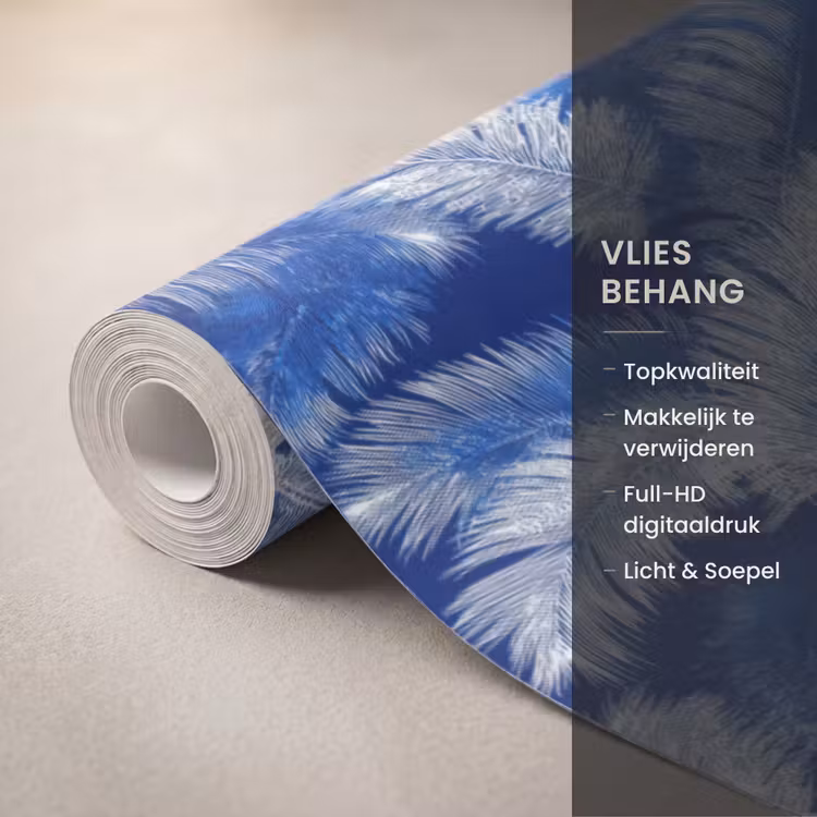 Behang - Palmblad - Patroon - Blauw — 3
