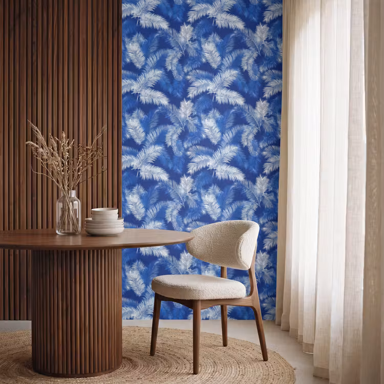 Behang - Palmblad - Patroon - Blauw — 4